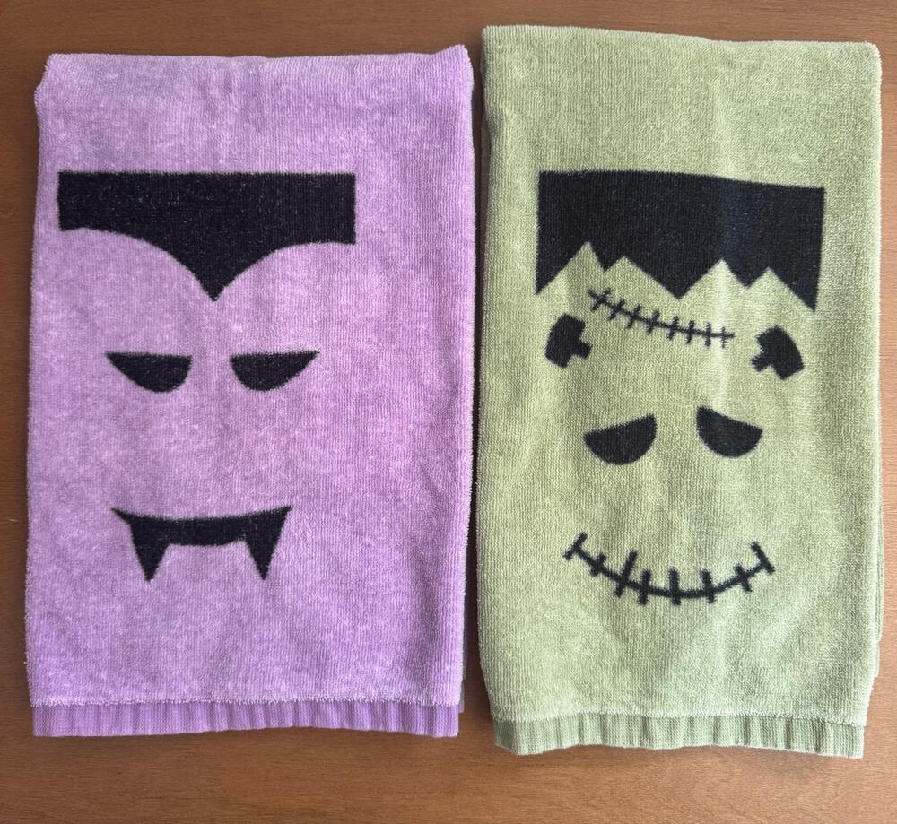 Cynthia Rowley Vampire & Frankenstein Halloween Kitchen Towels - Set of 2